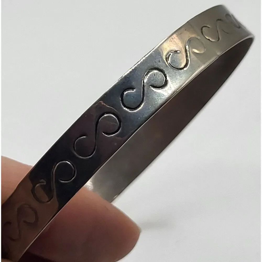 Estate S Scroll Norse Bangle Bracelet Large 2.7in dia